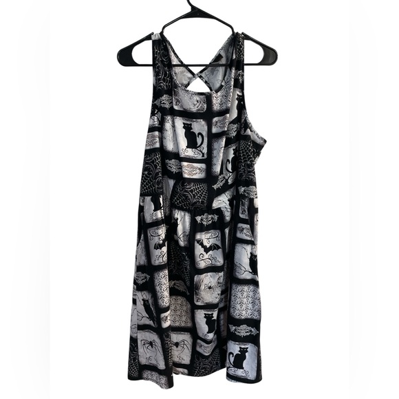 Folter Y2K Goth Cat Print Dress | Alt Girl • Witchy Core • Plus Size 3X - Picture 2 of 6